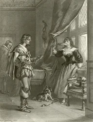 Les joyeuses commères de Windsor. Acte III, Scène IV (gravure)