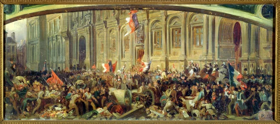 Alphonse de Lamartine (1790-1869) rejetant le drapeau rouge à l