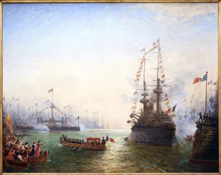 Toulon, visite du président Émile Loubet (1838-1929) aux ailes françaises et italiennes en avril 1901