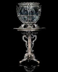 Aquarium et piédestal en bronze argenté 