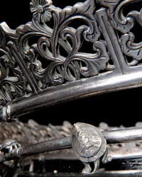 Aquarium et piédestal en bronze argenté 