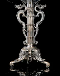 Aquarium et piédestal en bronze argenté 