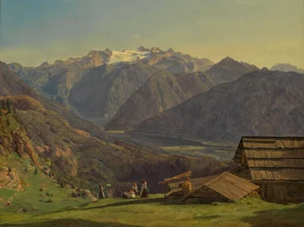 Vue du Dachstein avec le lac de Hallstatt depuis l