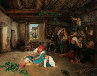 Préparation de la célébration de la récolte du vin, 1860
