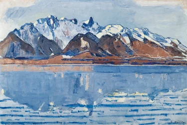 Lac de Thoune avec la chaîne du Stockhorn, vers 1913