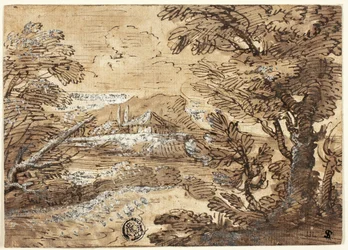 Paysage avec maison au loin