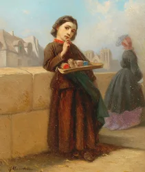 Fille avec des allumettes sur la rive de la Seine