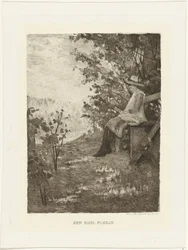 Garçon lisant sur un banc