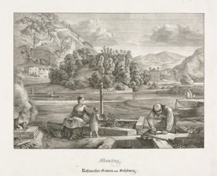 Sept vues de Salzbourg et Berchtesgaden: Lundi: Jardin Rosenecker Salzbourg, 1823