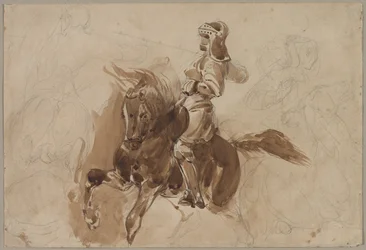 Figure armée à cheval recto, vers 1828