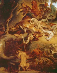 (détail) La chasse au sanglier, d