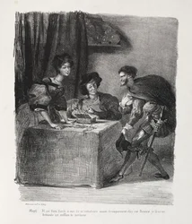 Illustrations pour Faust : Méphistophélès chez Marthe, 1828