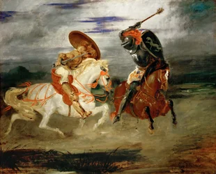 Chevaliers combattant à la campagne