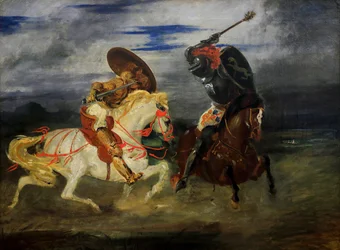 Chevaliers combattant à la campagne