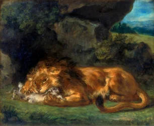 Lion dévorant un lapin, 19ème siècle