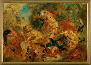 Chasse au lion (peinture sur toile)