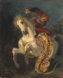Cavalier attaqué par un jaguar