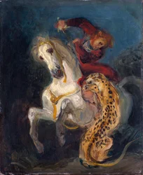 Cavalier attaqué par un jaguar