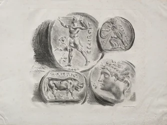 Feuille de Quatre Médailles Antiques, 1825