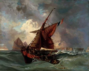 Navires dans une mer orageuse, 19e siècle