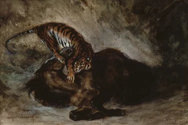 Tigre attaquant un cheval