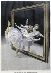 Danse classique : danseuse faisant des exercices devant un miroir - s.d., doc allemand