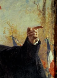 Main. Détail du portrait de Paul Déroulède (1846-1914), militant nationaliste français, pointant du doigt