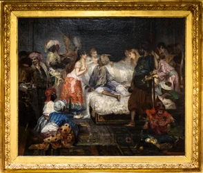 Le harem, scène des Mille et une nuits (huile sur toile)