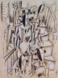 Personnages dans un escalier