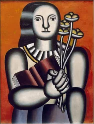 Femme avec bouquet de fleurs