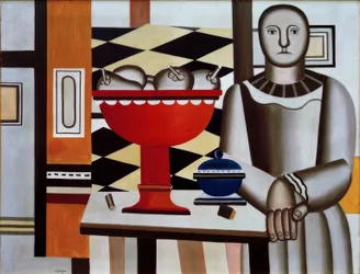 Femme avec coupe de fruits