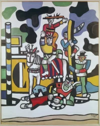 Composition avec cinq clowns
