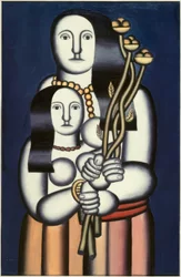 Deux femmes sur fond bleu
