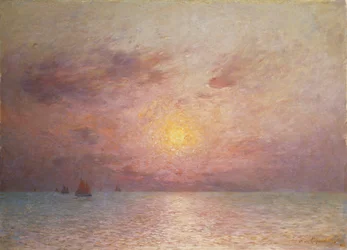 Voiliers sur la mer, le soir