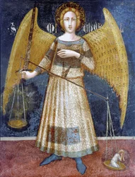 Ange tenant une balance, détail