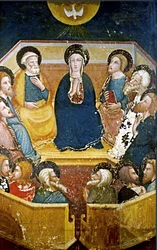 Vierge avec les apôtres détail