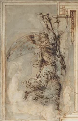 Un ange portant une torche, vers 1500-1504 (dessin à la plume et à l
