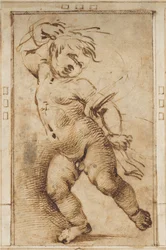 Putto dansant tenant une draperie