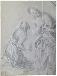 Sainte Marie-Madeleine agenouillée et le Christ debout