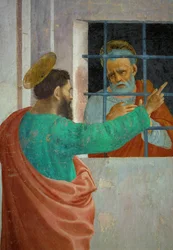 Saint Paul rend visite à Saint Pierre en prison, de la rangée inférieure des peintures murales de la chapelle privée de la famille Brancacci (fresque)