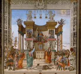 Saint Philippe ordonne à un monstre de quitter le temple de Mars à Hiérapolis (peinture)