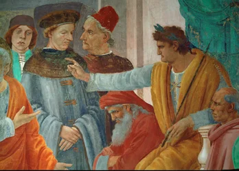 La dispute entre saint Pierre, saint Paul et le sorcier Simon Magus en présence de l