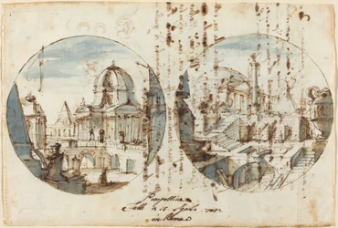 Fantasmes architecturaux avec temples et pyramides