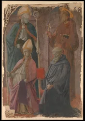 Saints Augustin et François, un évêque saint, et Saint Benoît