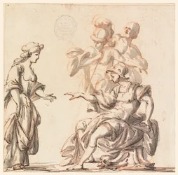 Un guerrier classique reçoit une femme