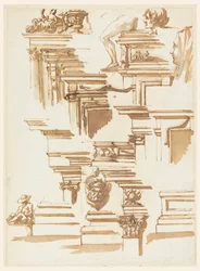 Détails architecturaux ; figures humaines