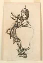 Dessin, écusson papal, 1740-70