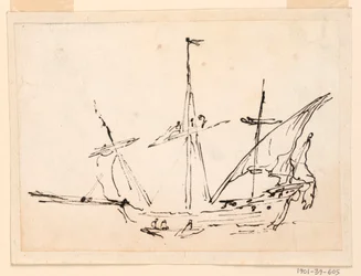 Dessin, un bateau à voile, 1770-1800