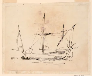 Dessin, un bateau à voile, 1770-1800