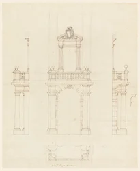 Dessin, chambranle et cadre de porte, 1750-75